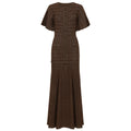 Brown Textured Knit Maxi Dress