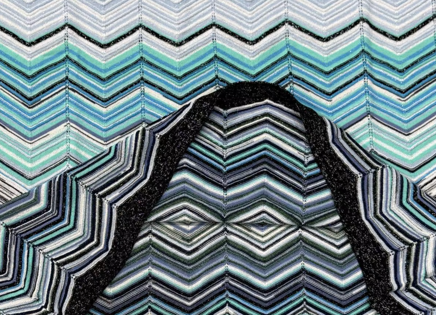 Aqua Chevron ZigZag Knit Maxi Dress