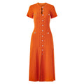 Orange Buttoned Knit Midi Dress